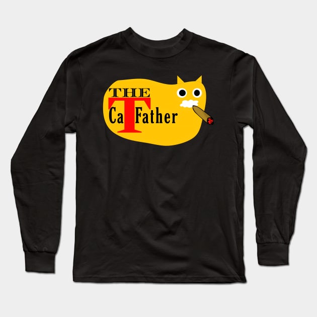 Funny cat with white Mustache - the catfather Long Sleeve T-Shirt by Assia Art